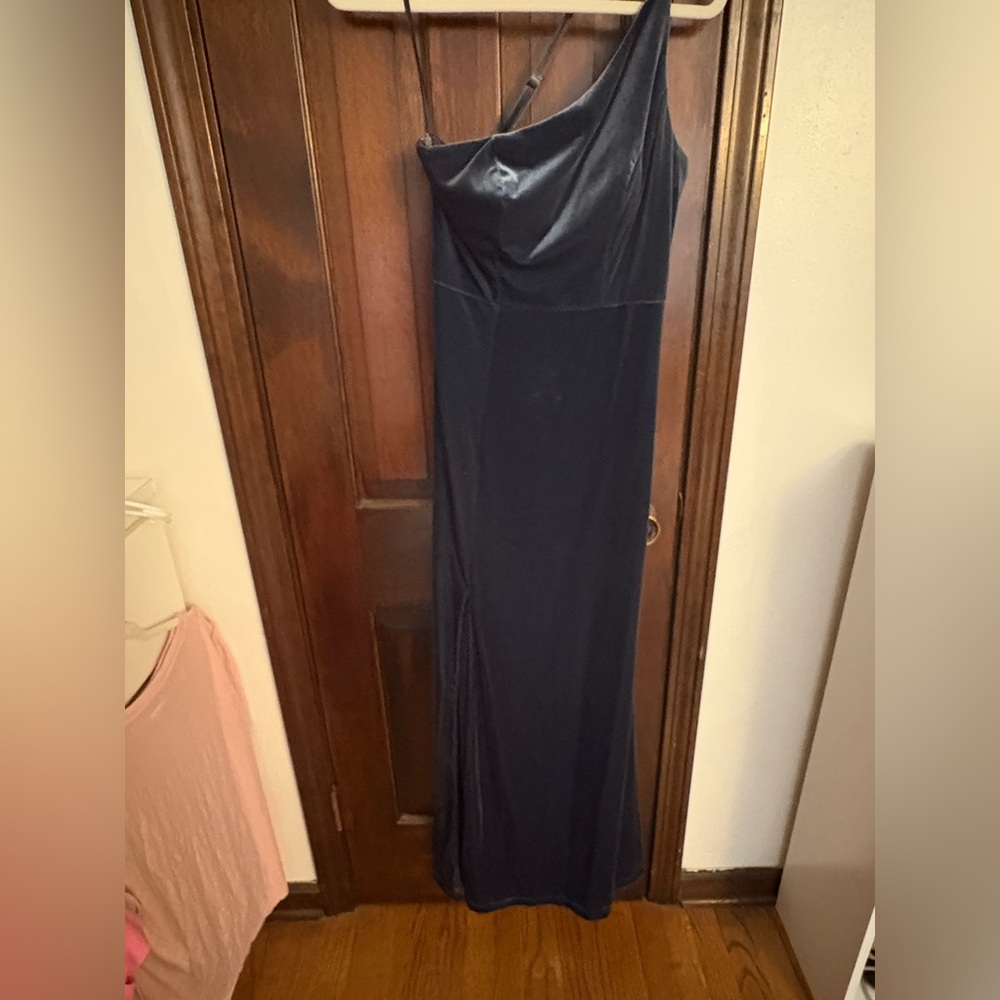 Revelry one shoulder velvet gown